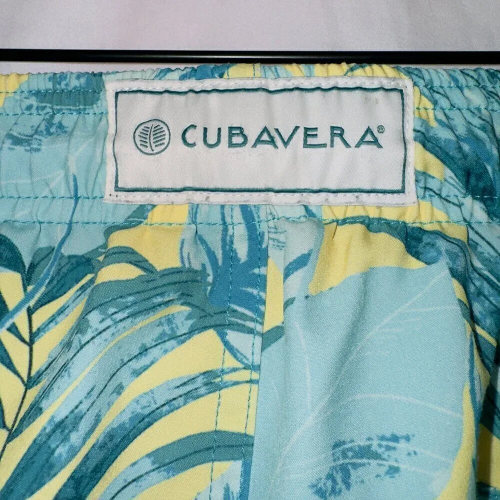 Men's Cubavera Tropical Floral Print Mesh Liner 7'' Inseam Swim Trunks size XL